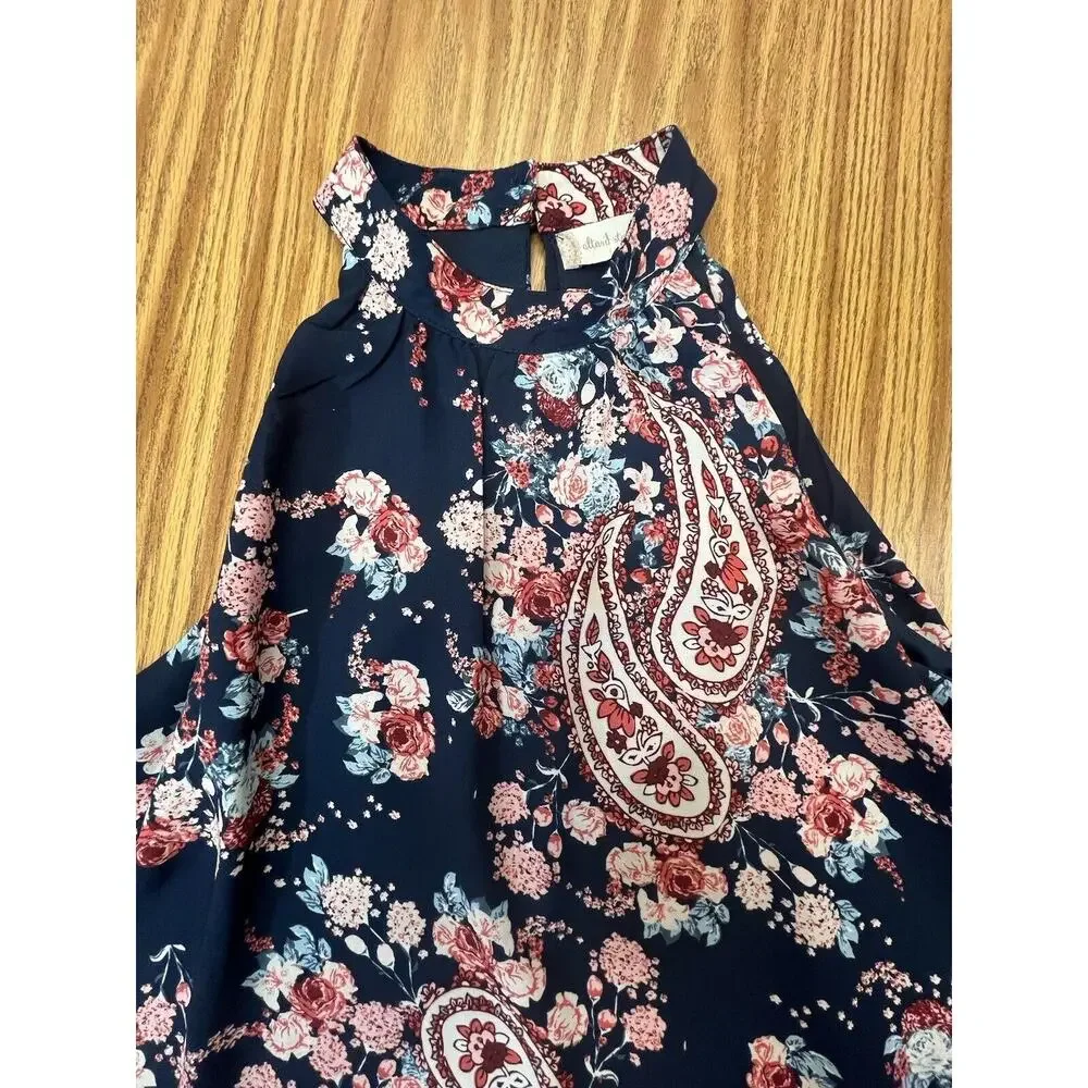 Altar'd State Dress Size LARGE Black Boho floral Halter Sleeveless maxi - Picture 8 of 8
